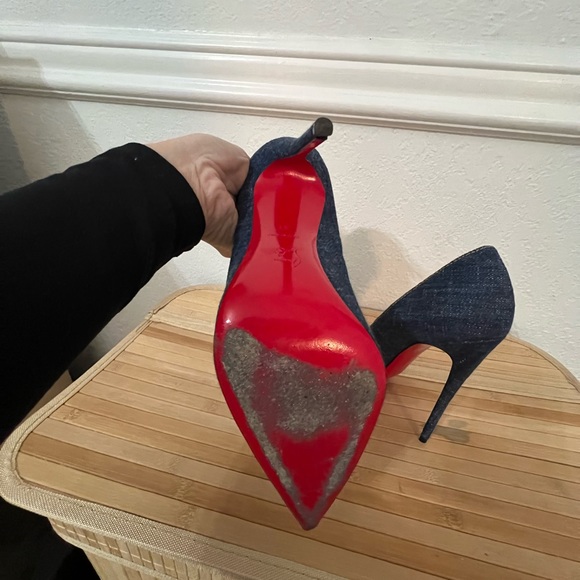 Christian Louboutin So Kate 120 Blue Denim Saba Gold Stiletto Heel Pump 41 - Picture 8 of 11